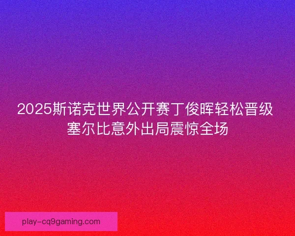 2025斯诺克世界公开赛丁俊晖轻松晋级 塞尔比意外出局震惊全场